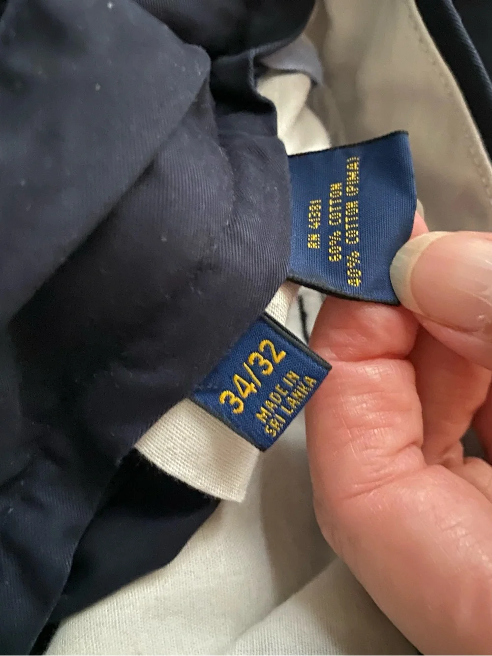 Polo Ralph Lauren Mens Classic Fit Chino Pants Navy Cotton 34x32